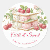 Ice Cream Sandwich Day Waterverf Ronde Sticker (Voorkant)