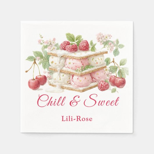 Ice Cream Sandwich Day Waterverf Servet (Voorkant)