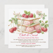 Ice Cream Sandwich Day Waterverf Uitnodiging (Voorkant / Achterkant)