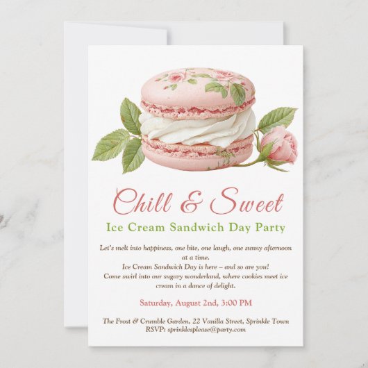 Ice Cream Sandwich Day Waterverf Uitnodiging (Voorkant)