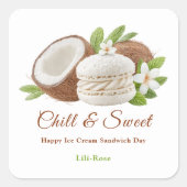 Ice Cream Sandwich Day Waterverf Vierkante Sticker (Voorkant)