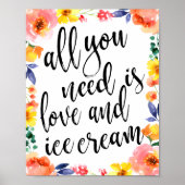 Ice Cream Sation 8x10 Floral Wedding Sign Poster (Voorkant)