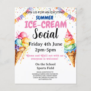 Ice-cream school Party fondsenwerving Flyer
