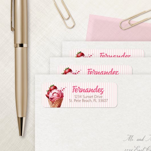 Ice Cream Scoop Adreslabel Etiket