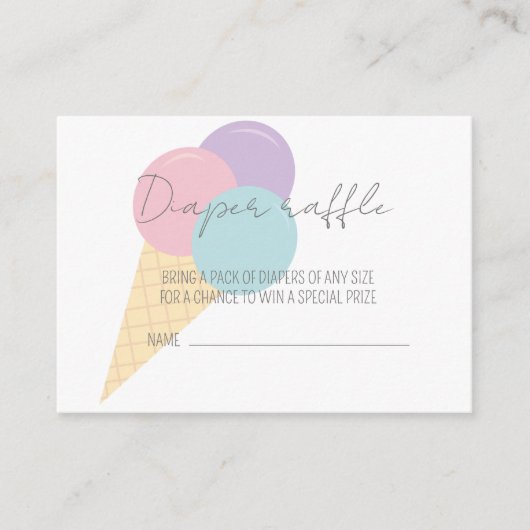 Ice Cream Scoop Baby shower Luier Raffle Informatiekaartje (Voorkant)