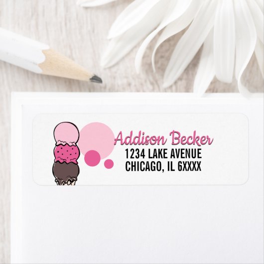 Ice Cream Scoop Birthday-adreslabel Etiket (Insitu)