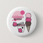 Ice Cream Scoop Birthday Party Button (Voorkant)