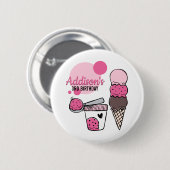 Ice Cream Scoop Birthday Party Button (Voorkant /achterkant)