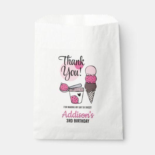 Ice Cream Scoop Birthday Party Favor Bags Bedankzakje (Voorkant)