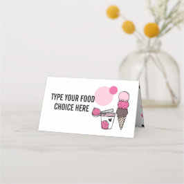 Ice Cream Scoop Birthday Party Food Label Card Plaatskaartje