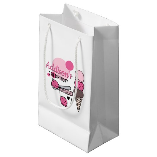 Ice Cream Scoop Birthday Party Gift Bag Klein Cadeauzakje (Voorkant Gekanteld)