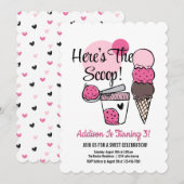 Ice Cream Scoop Birthday Party Invitation Kaart (Voorkant / Achterkant)