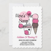 Ice Cream Scoop Birthday Party Invitation Kaart (Voorkant)