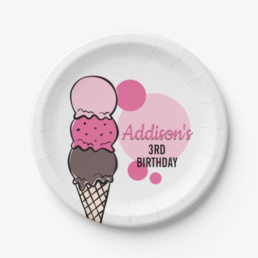 Ice Cream Scoop Birthday Party Paper Bord (Voorkant)