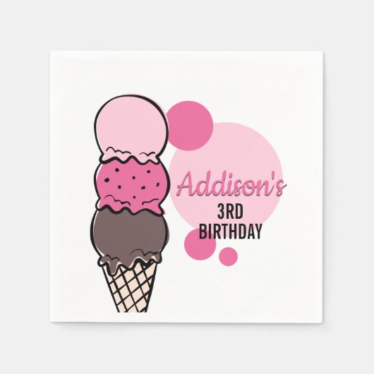 Ice Cream Scoop Birthday Party Paper Napkins Servet (Voorkant)