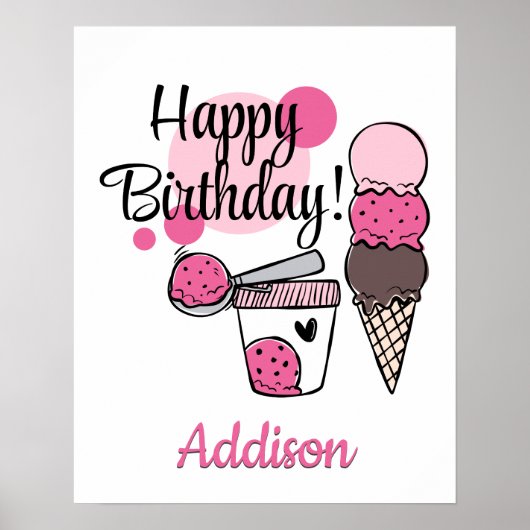 Ice Cream Scoop Birthday Party Poster (Voorkant)