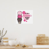 Ice Cream Scoop Birthday Party Poster (Keuken)