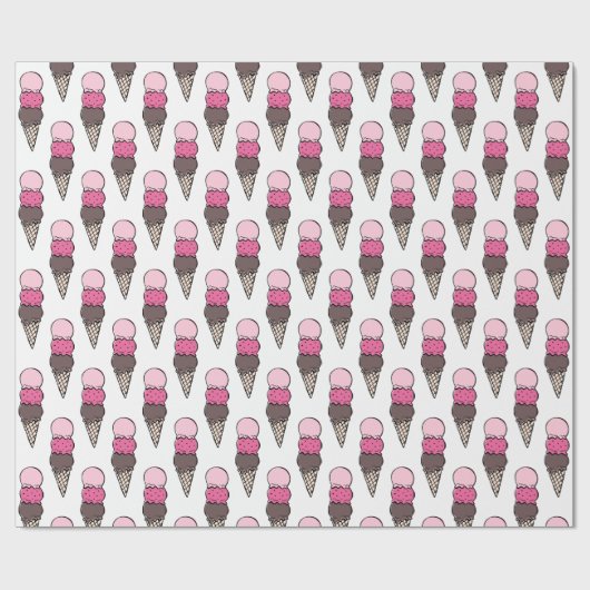 Ice Cream Scoop Birthday Party Wrapping Paper Cadeaupapier (Vlak)