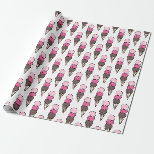 Ice Cream Scoop Birthday Party Wrapping Paper Cadeaupapier (Uitgerold)