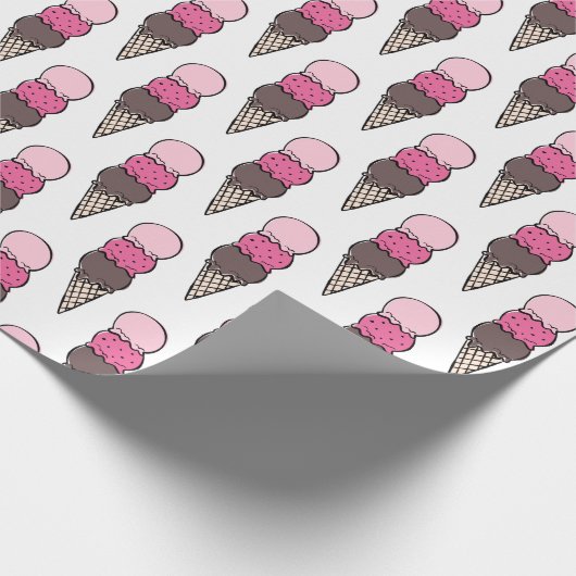 Ice Cream Scoop Birthday Party Wrapping Paper Cadeaupapier (Hoek)