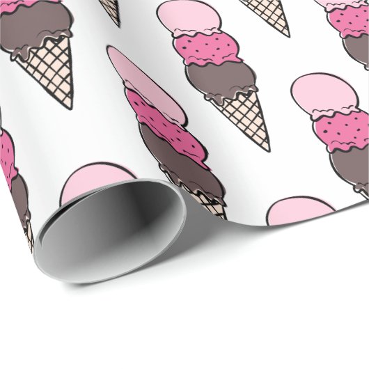 Ice Cream Scoop Birthday Party Wrapping Paper Cadeaupapier (Rol Hoek)