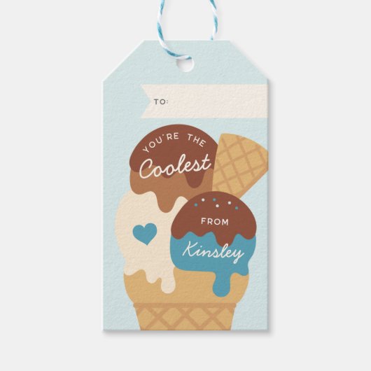 Ice Cream Scoop Classroom Valentijnsdag Cadeaulabel (Voorkant)