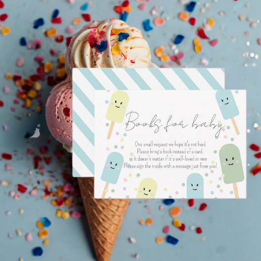 Ice Cream Scoop Confetti Books for Baby shower Informatiekaartje
