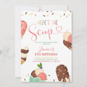 Ice Cream Scoop Girl Birthday Uitnodiging (Voorkant)