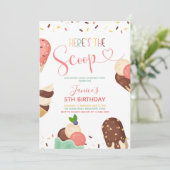 Ice Cream Scoop Girl Birthday Uitnodiging (Staand voorkant)