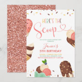 Ice Cream Scoop Girl Birthday Uitnodiging (Voorkant / Achterkant)