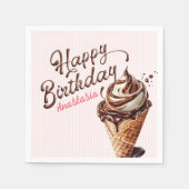 Ice Cream Scoop Girls Verjaardag Servet (Voorkant)