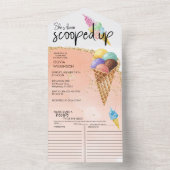 Ice Cream Scoop | Glitter-Vrijgezellenfeest All In One Uitnodiging (Binnen)