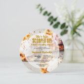 Ice Cream Scoop Heart Shaped Waffle Ronde Douche Kaart (Staand voorkant)