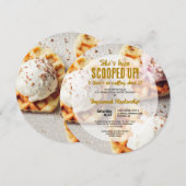 Ice Cream Scoop Heart Shaped Waffle Ronde Douche Kaart (Voorkant / Achterkant)