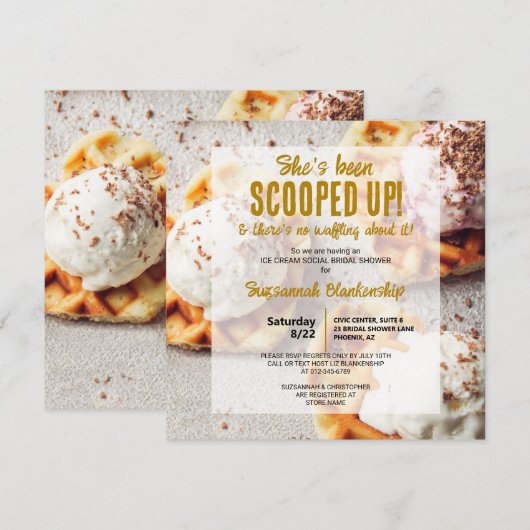Ice Cream Scoop Heart Shaped Waffle Vrijgezellenfe Kaart (Voorkant / Achterkant)