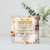 Ice Cream Scoop Heart Shaped Waffle Vrijgezellenfe Kaart (Staand voorkant)