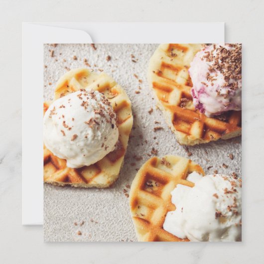Ice Cream Scoop Heart Shaped Waffle Vrijgezellenfe Kaart (Achterkant)