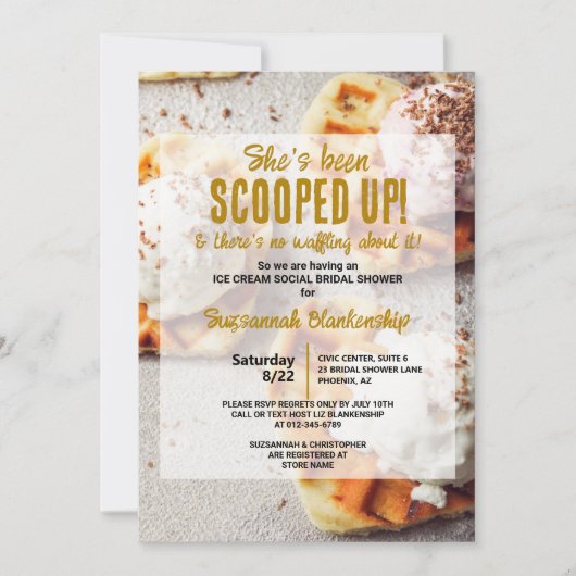 Ice Cream Scoop Heart Shaped Waffle Vrijgezellenfe Kaart (Voorkant)