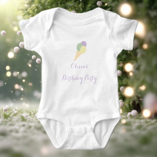 Ice Cream Scoop kleurrijke pastel verjaardagsfeest Romper