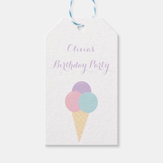 Ice Cream Scoop Pastel kleurrijk verjaardagsfeestj Cadeaulabel (Voorkant)