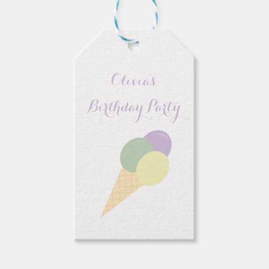 Ice Cream Scoop Pastel kleurrijk verjaardagsfeestj Cadeaulabel (Voorkant)