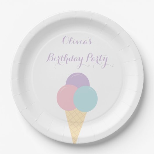 Ice Cream Scoop Pastel kleurrijk verjaardagsfeestj Papieren Bordje (Voorkant)