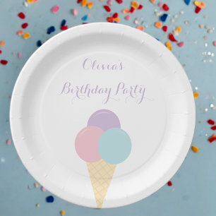 Ice Cream Scoop Pastel kleurrijk verjaardagsfeestj Papieren Bordje