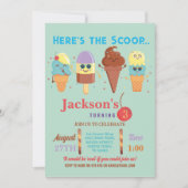 Ice Cream Scoop Shop Cool Boys Lolly Invitation Kaart (Voorkant)
