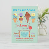 Ice Cream Scoop Shop Cool Boys Lolly Invitation Kaart (Staand voorkant)
