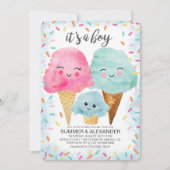 Ice Cream Scoop Sprinkle Summer Boy Baby shower Kaart (Voorkant)