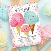 Ice Cream Scoop Sprinkles Meisje Zomer Baby shower Kaart