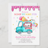 Ice Cream Scoop Up Fun Truck Zomer Kinderen Verjaa Kaart (Voorkant)