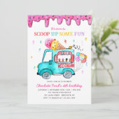 Ice Cream Scoop Up Fun Truck Zomer Kinderen Verjaa Kaart (Staand voorkant)
