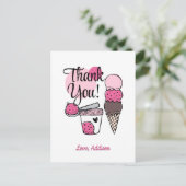 Ice Cream Scoop Verjaardagsfeestje Dank u Briefkaa Briefkaart (Staand voorkant)